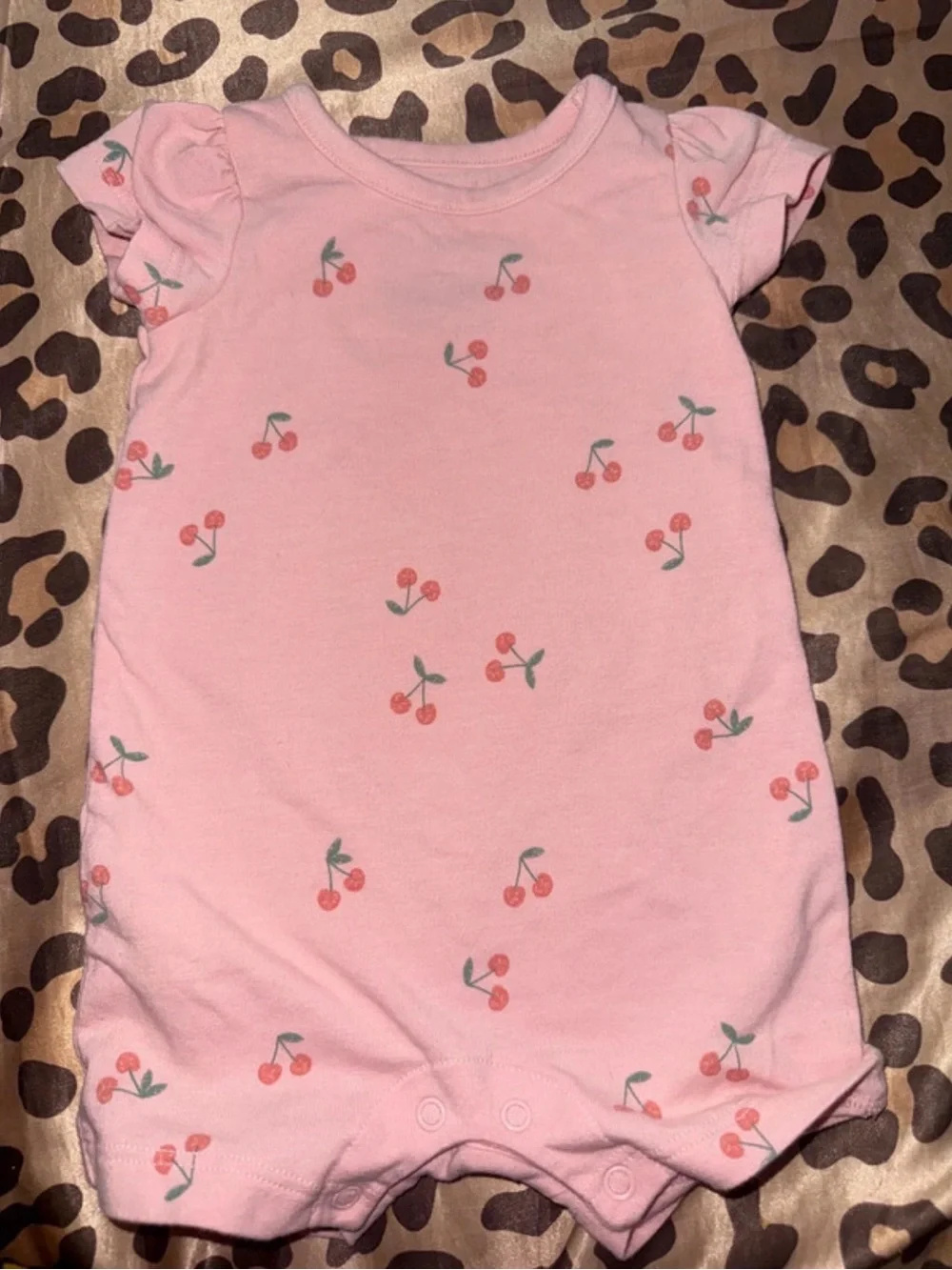 cloud island Pink Cherry Print Baby Romper